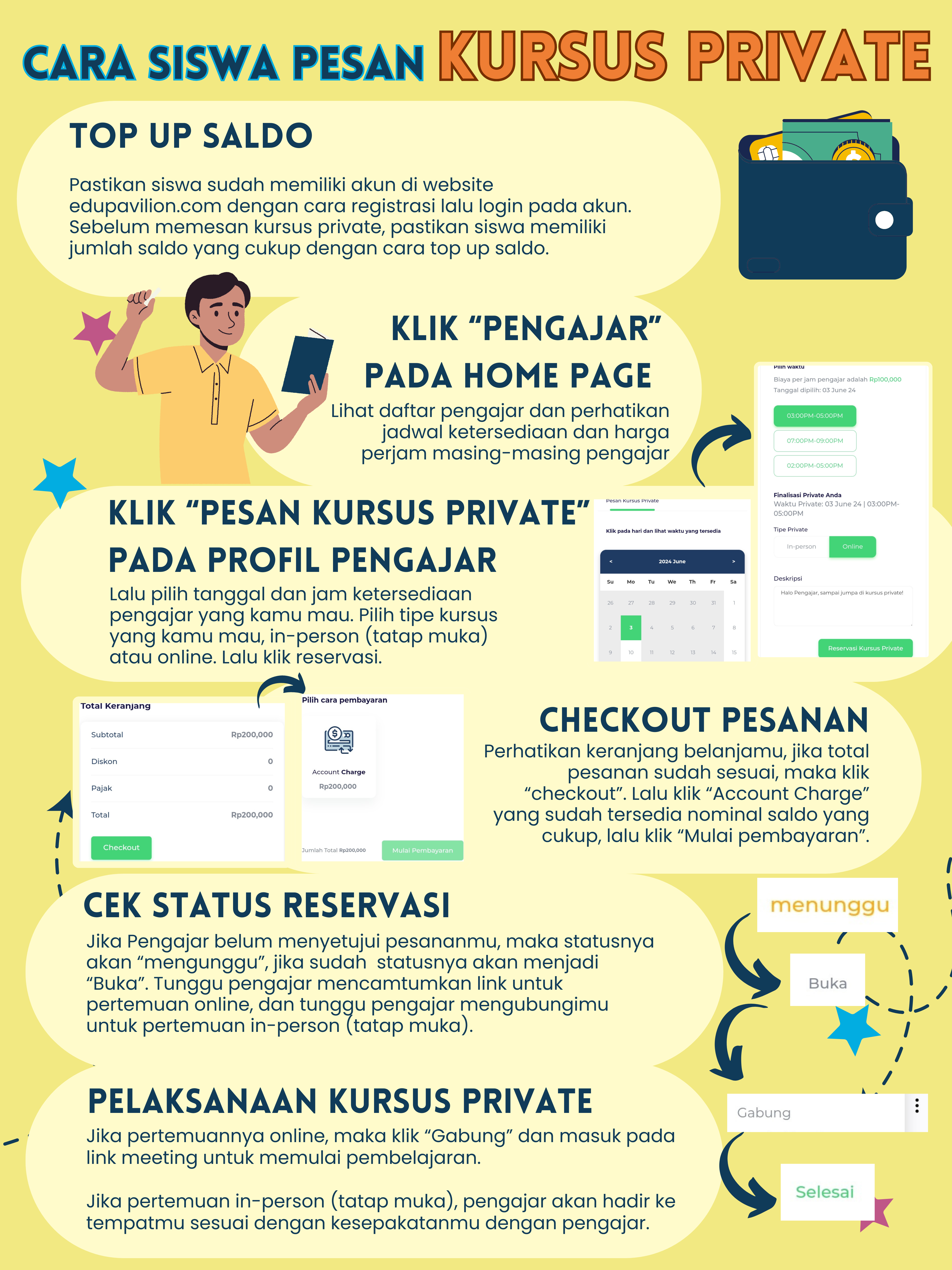 Cara Siswa Pesan Kursus Private dengan Pengajar Edupavilion.com